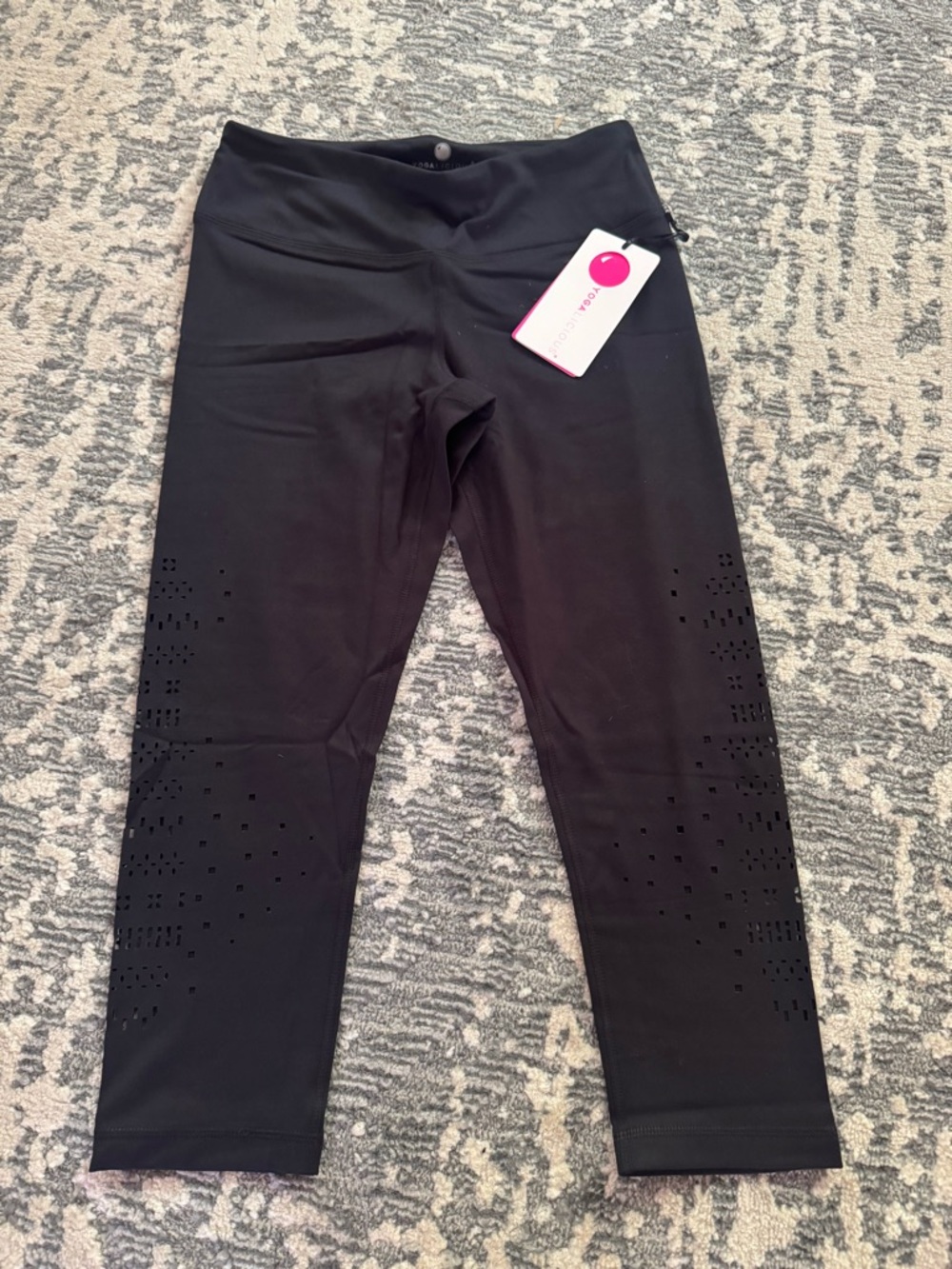 Yogalicious Black Womans’ Laser-Cut Active Leggings